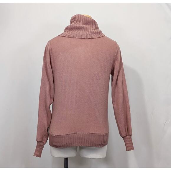 Vintage 80s Gap Sweater Mauve Pink Cowl Neck Turtleneck Misses Size S - Picture 4 of 7